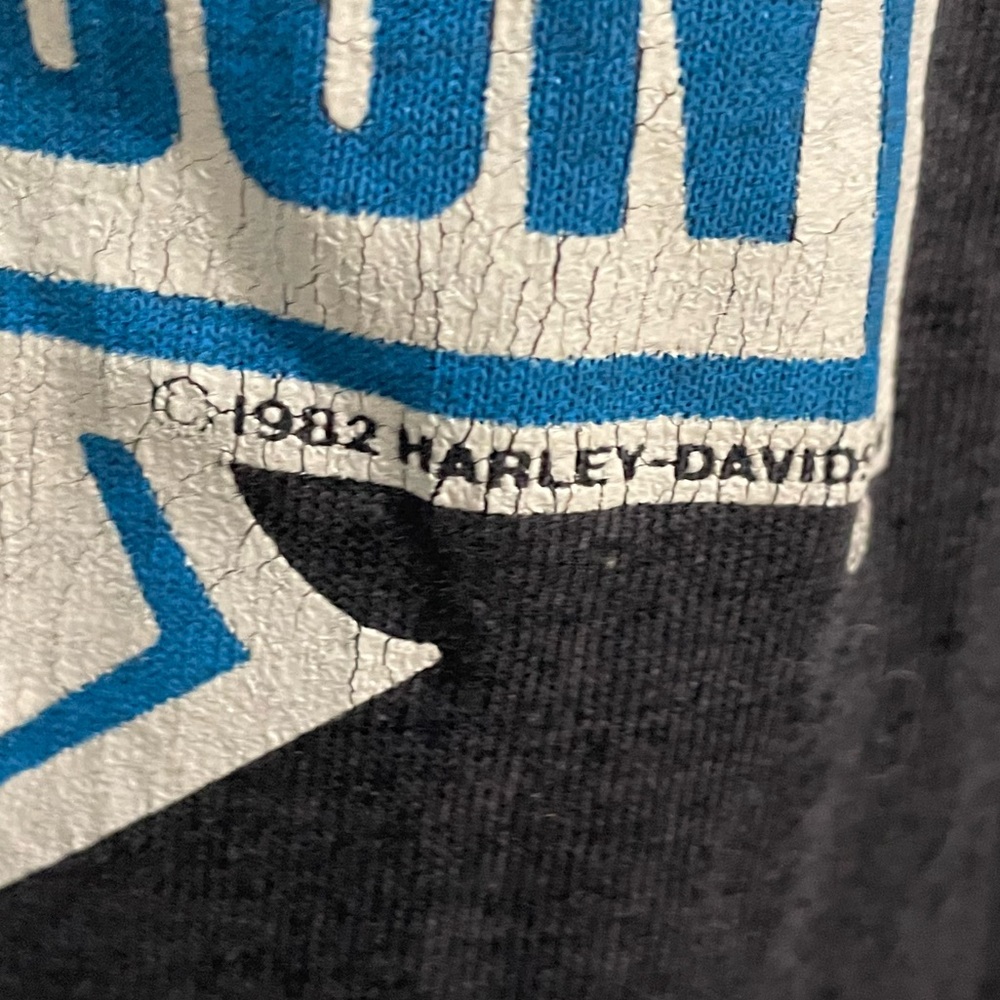 Vintage 1982 Harley-Davidson Black Graphic unisex T-Shirt - Picture 4 of 4